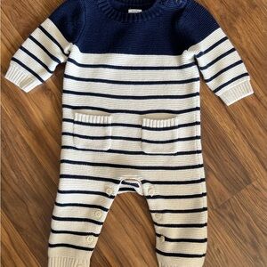 GAP Blue and White Striped Footies One Piece